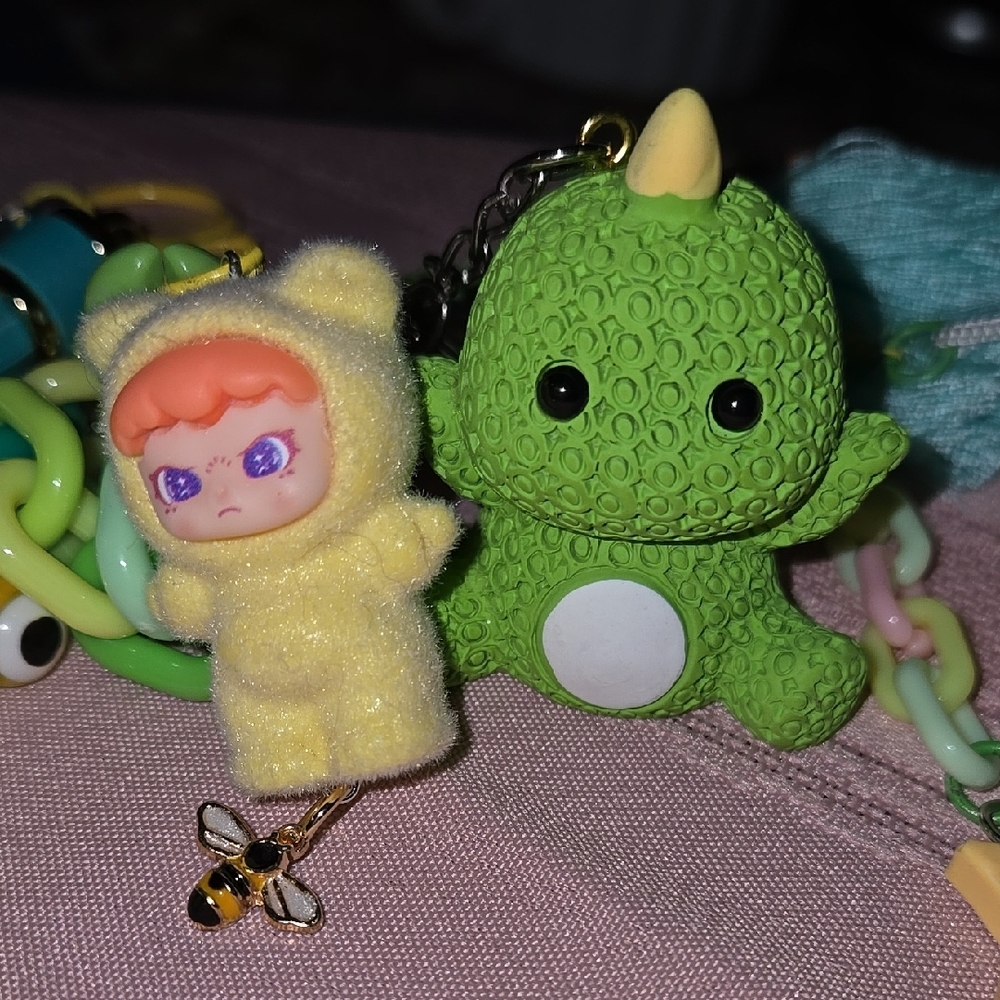 Charming Plush Dinosaur Keychain with Colorful Accents